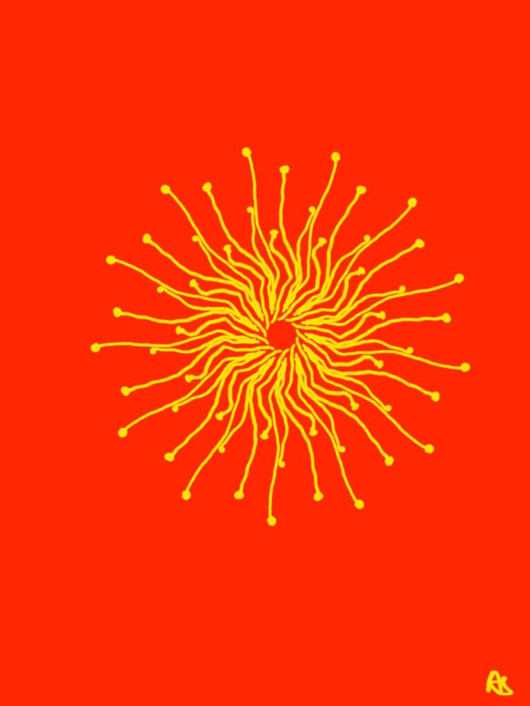 Mandala in Gelb und rot