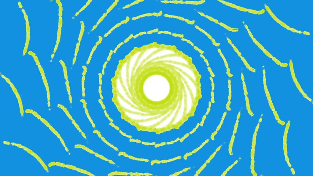 Blau-gelbes Mandala als Sinnbild für systemische Aufstellungen und innere Ordnungen