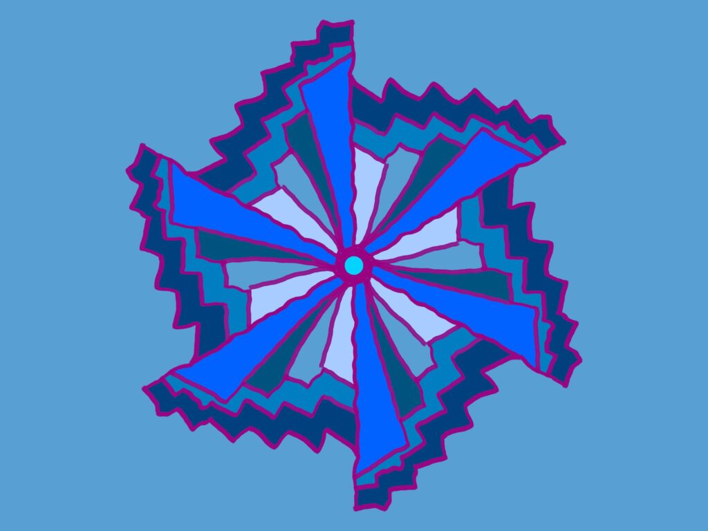 Mandala in Blau ähnlich wie ein Zahnrad - verschoben